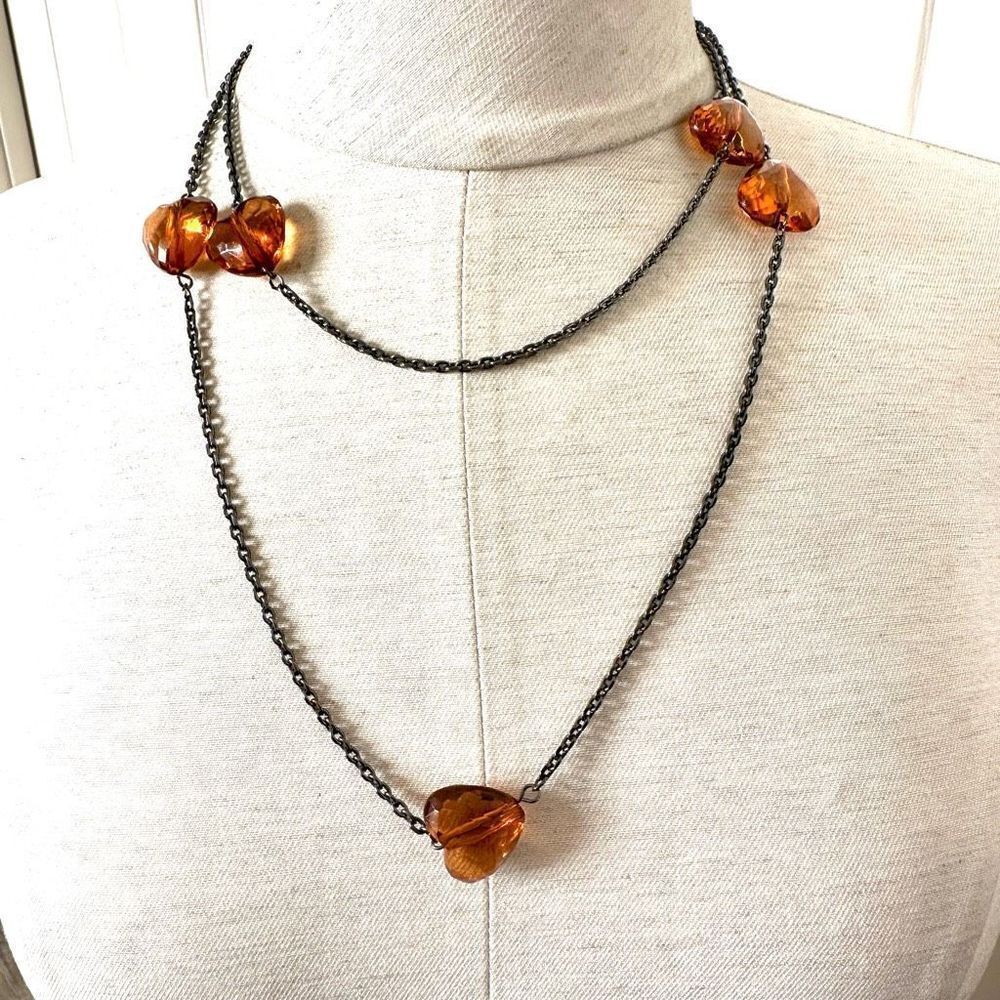 Orange heart beaded necklace